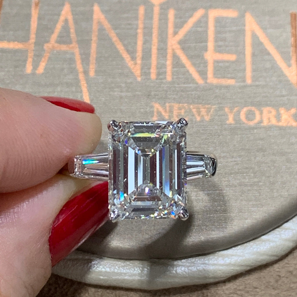 GIA Certified 4.03Carat Emerald Cut Diamond Platinum Engagement Anniversary Statement Ring