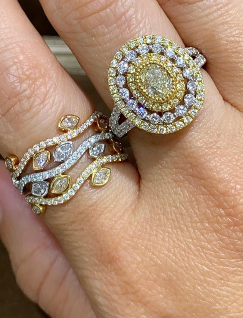 1.09ct t.w. Three shades of Gold Color Diamond Fashion Ring - HANIKEN JEWELERS NEW-YORK