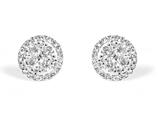 2.14ctw Diamond Cluster Halo Stud Earrings