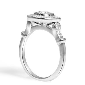 GIA 1.00CT T.W. Round Brilliant Cut Diamond Halo Engagement Ring