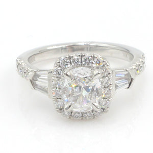 GIA Certified 1.52CT T.W. Henri Daussi Signed Cushion Cut Halo Engagement Ring