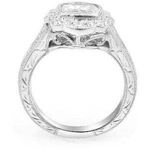 Henri Daussi 1.32ct t.w. Cushion Halo Single Shank Antique Inspired Engagement Ring - HANIKEN JEWELERS NEW-YORK