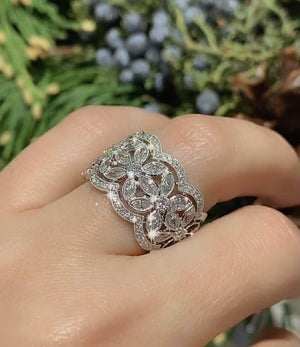 1.79ctw Diamond Antique Inspired Filigree Wide Ring - HANIKEN JEWELERS NEW-YORK