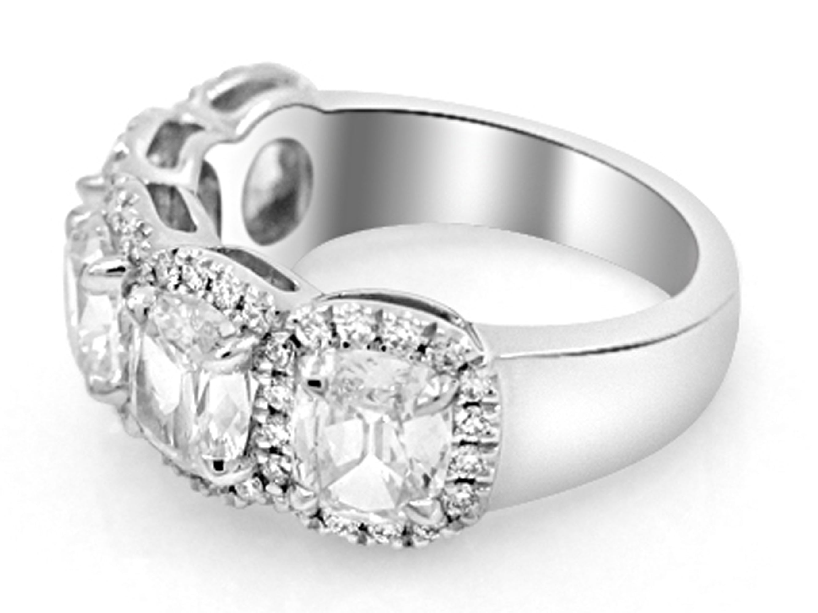 Henri Daussi Cushion Cut Five Stone 2.79ctw Diamond Ring - HANIKEN JEWELERS NEW-YORK
