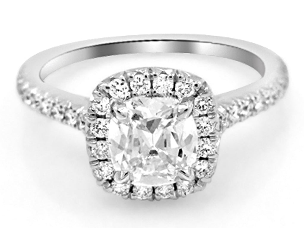 Henri Daussi 1.01ct tw Cushion Halo Certified Engagement Anniversary Ring
