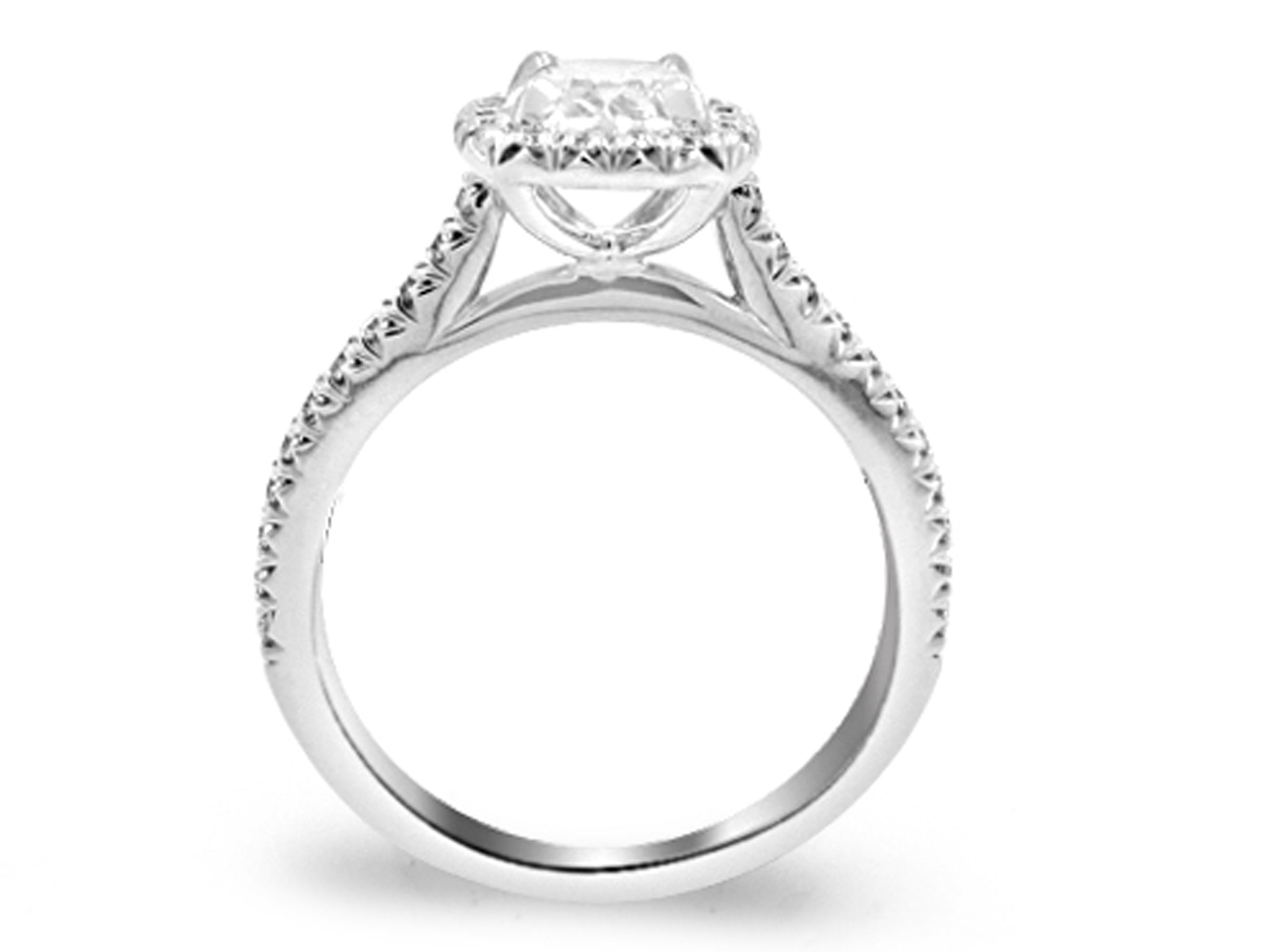 Henri Daussi Designer Signed 0.99ct tw Cushion Halo Engagement Anniversary Ring