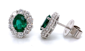 Ladies Green 3.00ct tw Emerald and Diamond Earrings