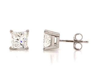 2.02ctw GIA Certified Diamond Princess Cut Stud Earrings