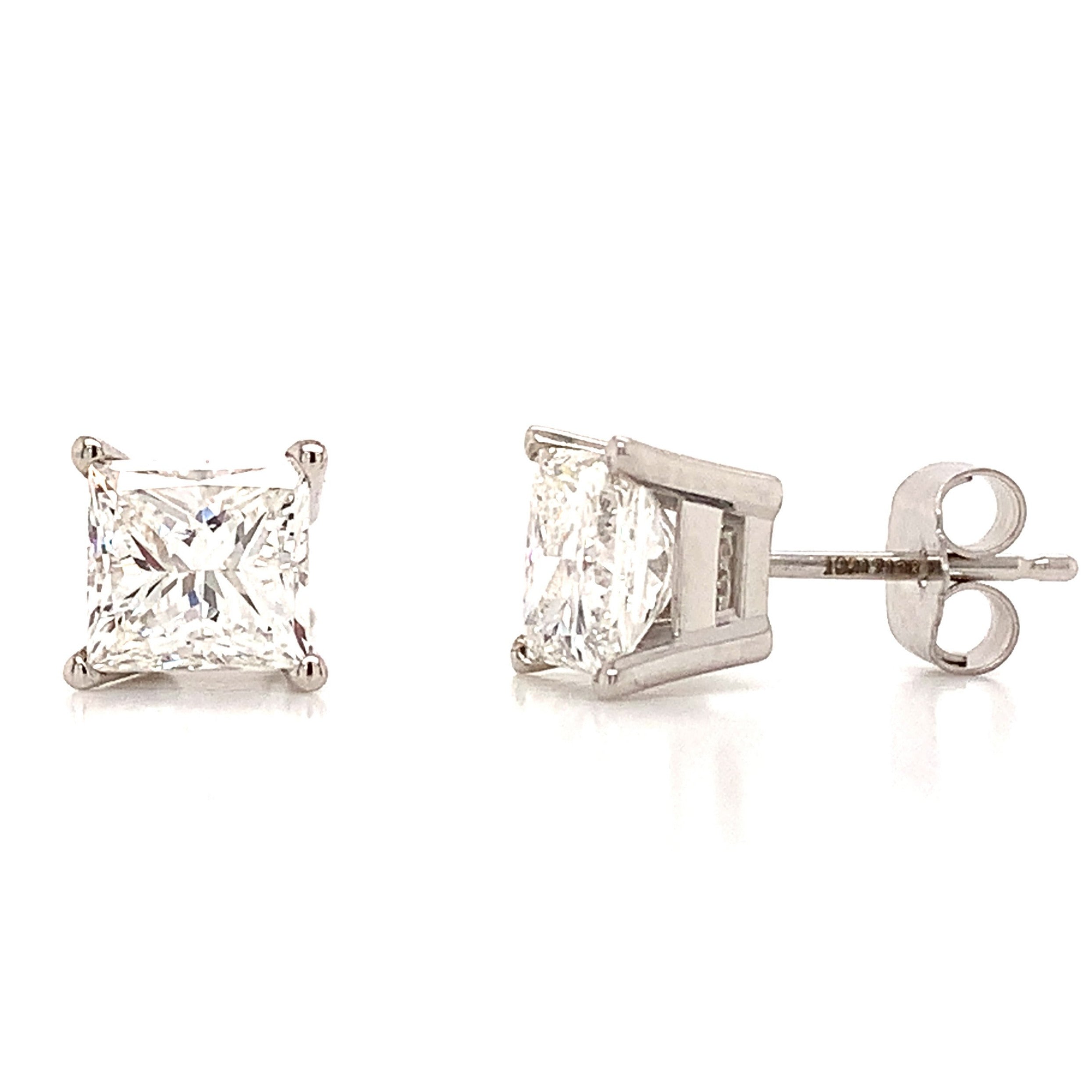 2.02ctw GIA Certified Diamond Princess Cut Stud Earrings
