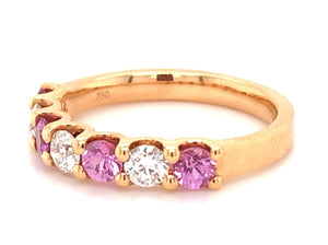 Pink Sapphire & Diamond Alternating Ring