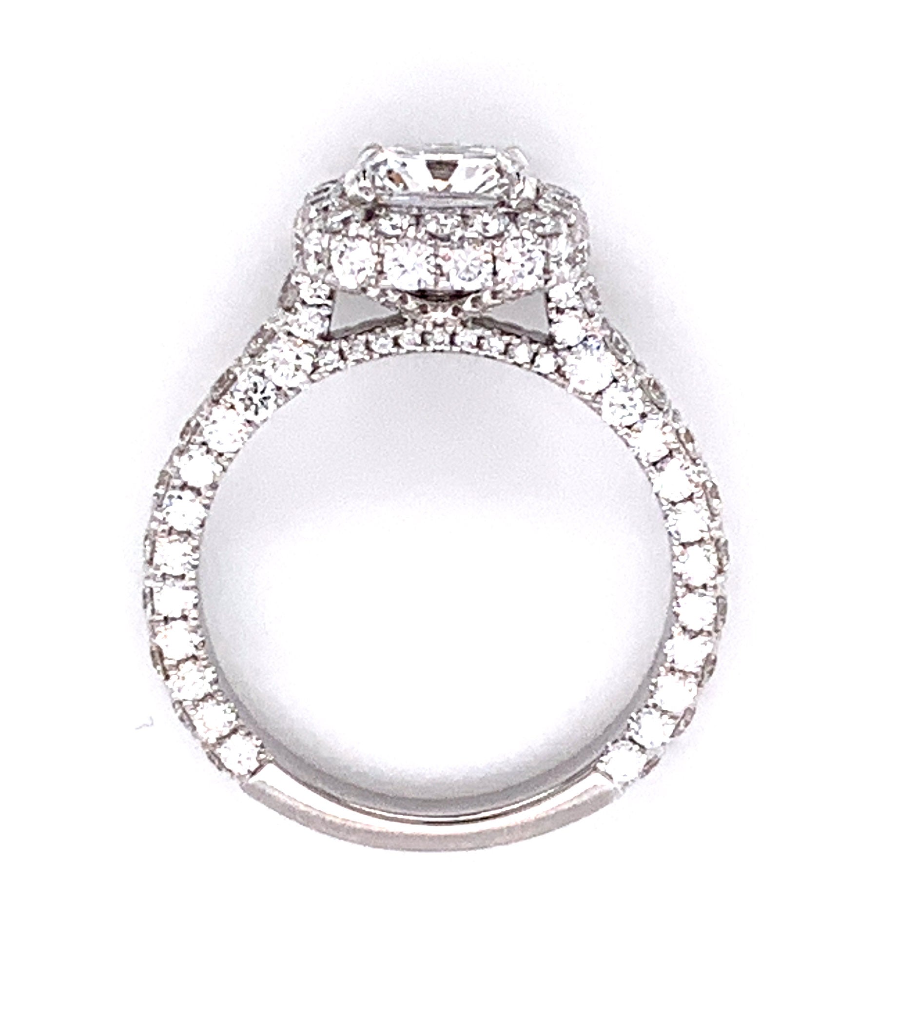 1.70cts GIA Certified Center Cushion Halo Diamond Engagement Ring - HANIKEN JEWELERS NEW-YORK