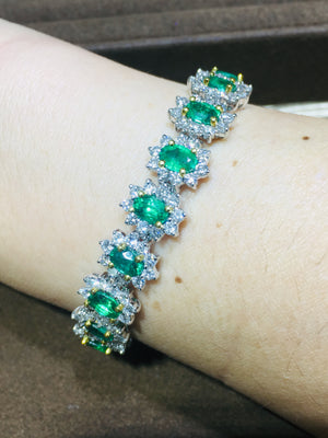 Estate Green Emerald & Diamond Statement Bracelet