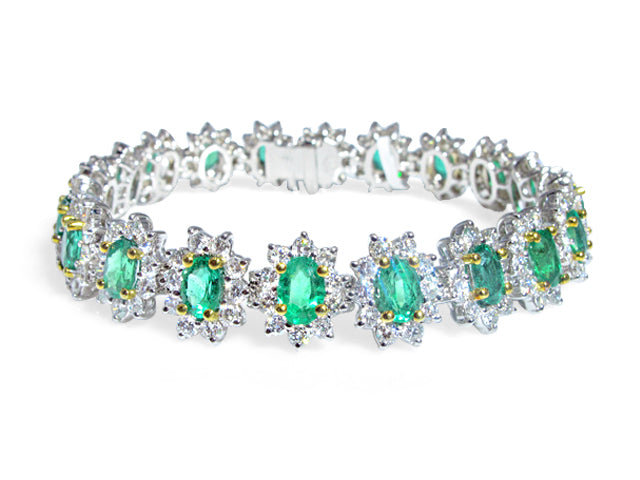 Estate Green Emerald & Diamond Statement Bracelet