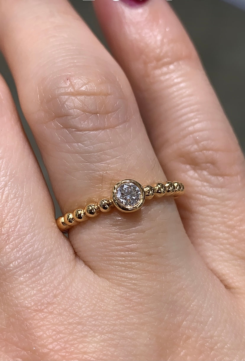 Bezel Set  Beaded Diamond Ring - HANIKEN JEWELERS NEW-YORK