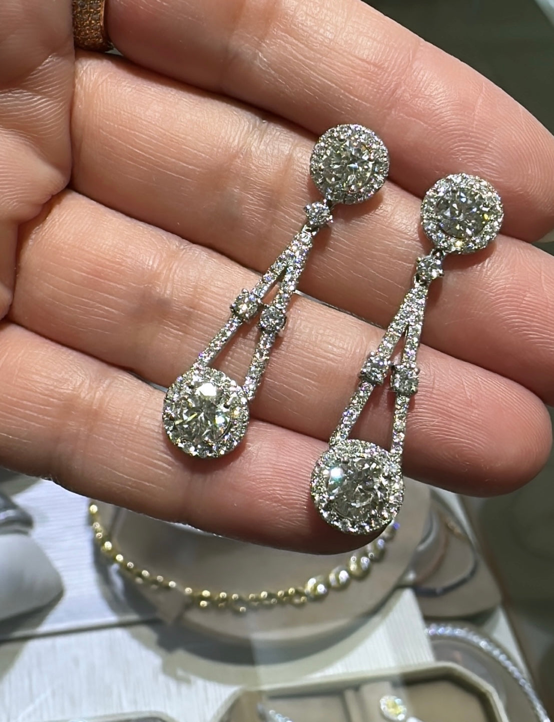 5.24ctw Art Deco Inspired Dangling Diamond Earrings - HANIKEN JEWELERS NEW-YORK