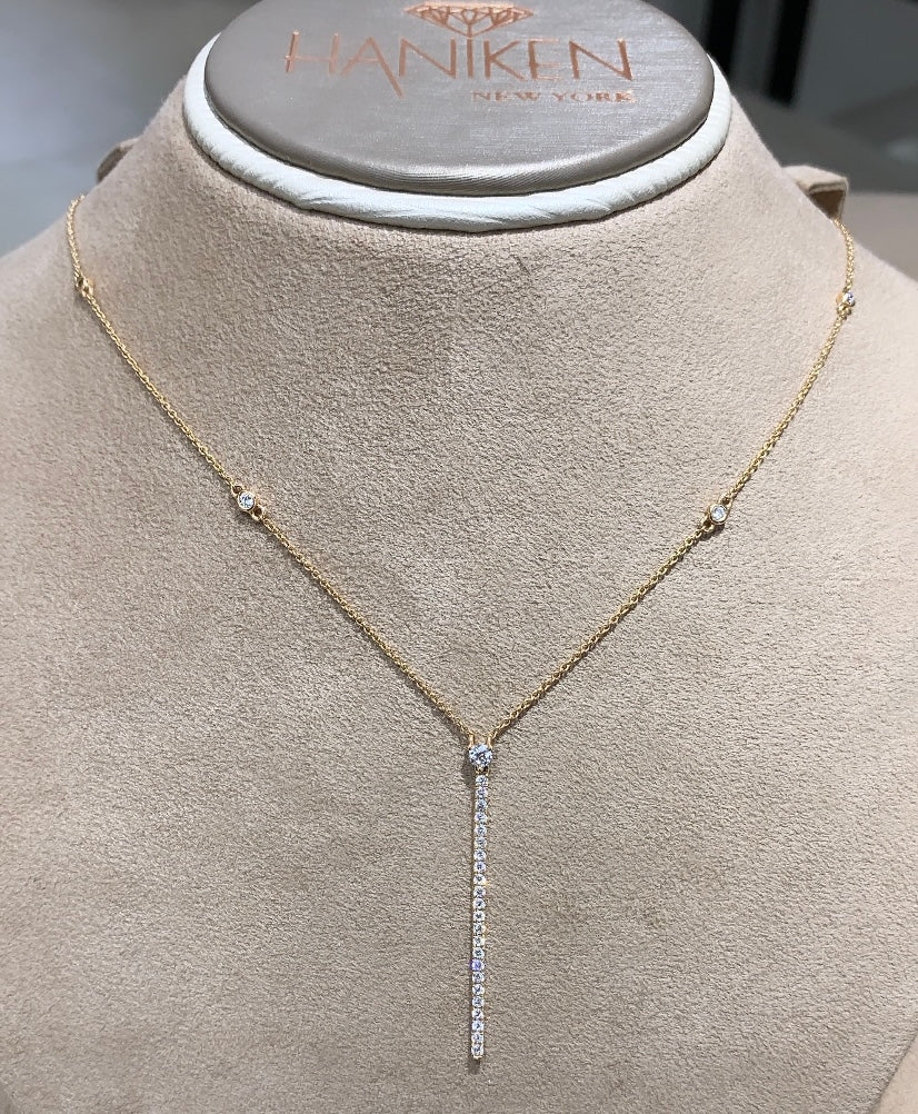 0.54carat Diamond Rose Gold Bar Necklace