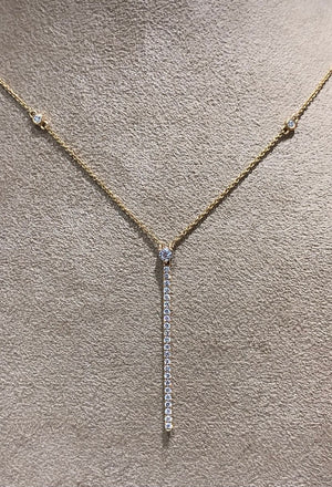 0.54carat Diamond Rose Gold Bar Necklace