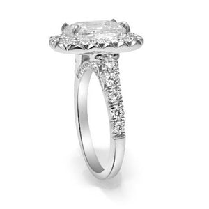 GIA Henri Daussi engagement ring diamond wedding elongated cushion cut ring halo anniversary Haniken Jewelers New York