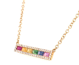 Diamond Multicolor Rainbow Sapphire Necklace