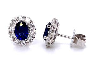 Ladies Diamond and Blue Sapphire Stud earrings