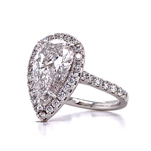 Platinum GIA Certified 3.23ct Pear Shape Engagement Ring - HANIKEN JEWELERS NEW-YORK