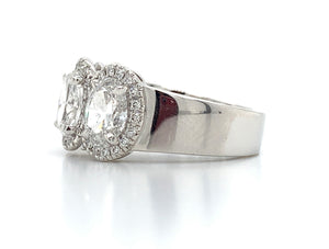 Henri Daussi Oval Four Stone  With Halo 3.22ct t.w. Ring - HANIKEN JEWELERS NEW-YORK