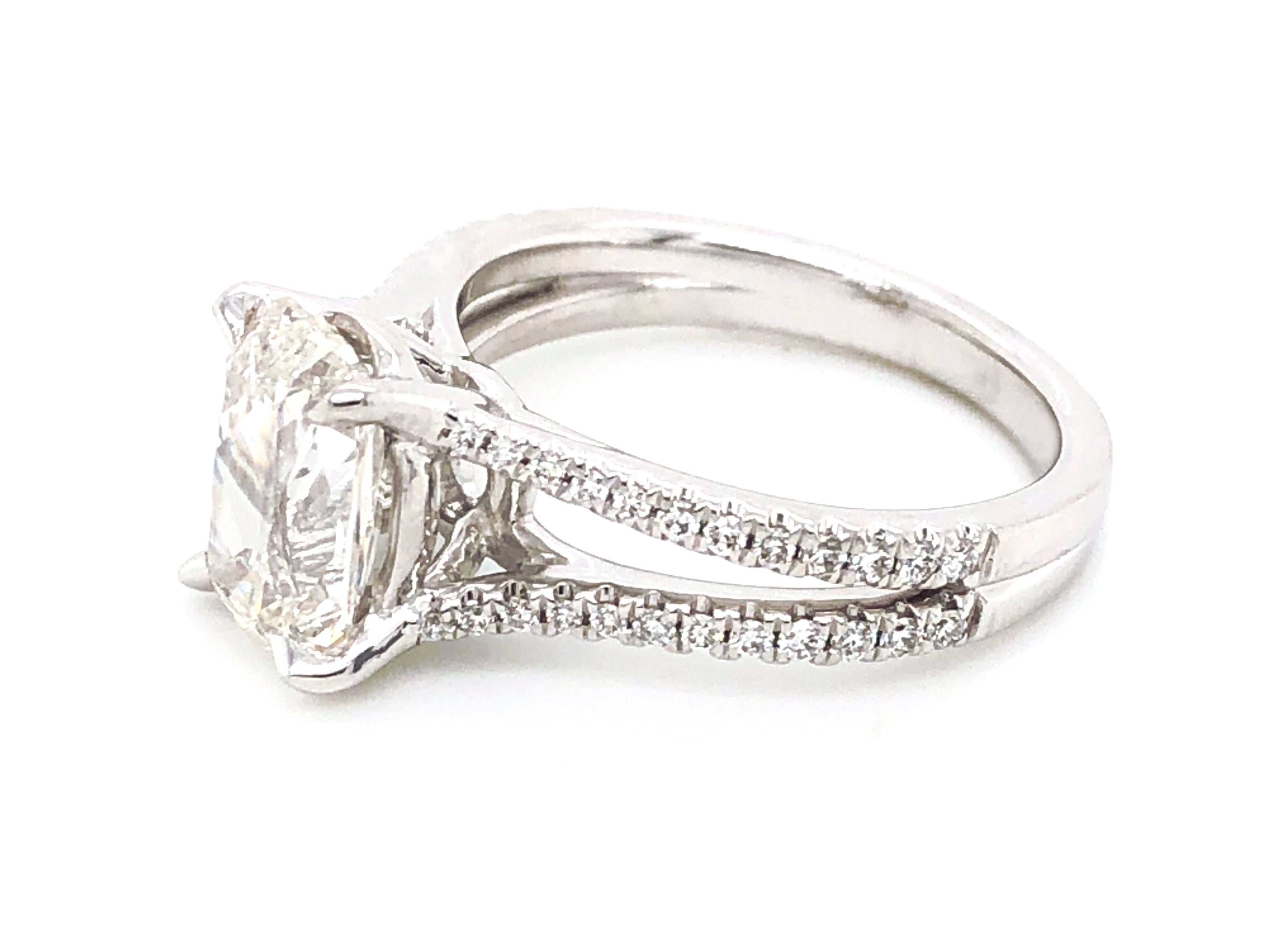 2.33CT T.W. Platinum Henri Daussi Cushion Pave Style Diamond Engagement Ring - HANIKEN JEWELERS NEW-YORK