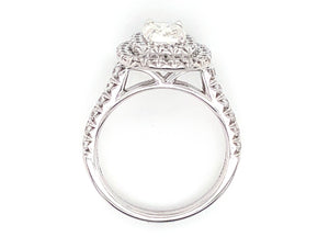 1.99CT T.W. Henri Daussi Cushion Double Halo Diamond Engagement Ring - HANIKEN JEWELERS NEW-YORK