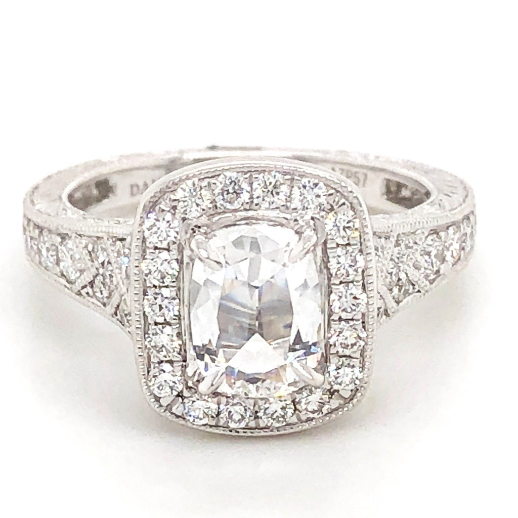 Henri Daussi 1.31ct t.w. Cushion Cut Antique Style with Halo