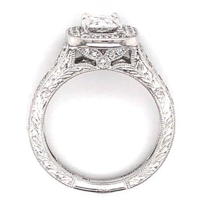 Henri Daussi 1.31ct t.w. Cushion Cut Antique Style with Halo