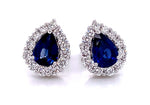 Ladies Pear Shape Blue Sapphire Diamond Stud Earrings