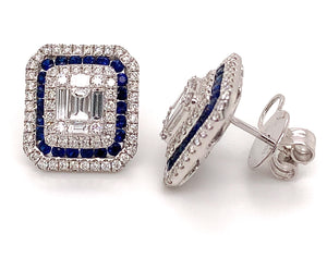 Sapphire & Diamond Octagonal Earrings