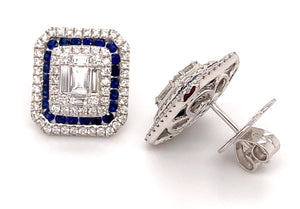 Sapphire & Diamond Octagonal Earrings