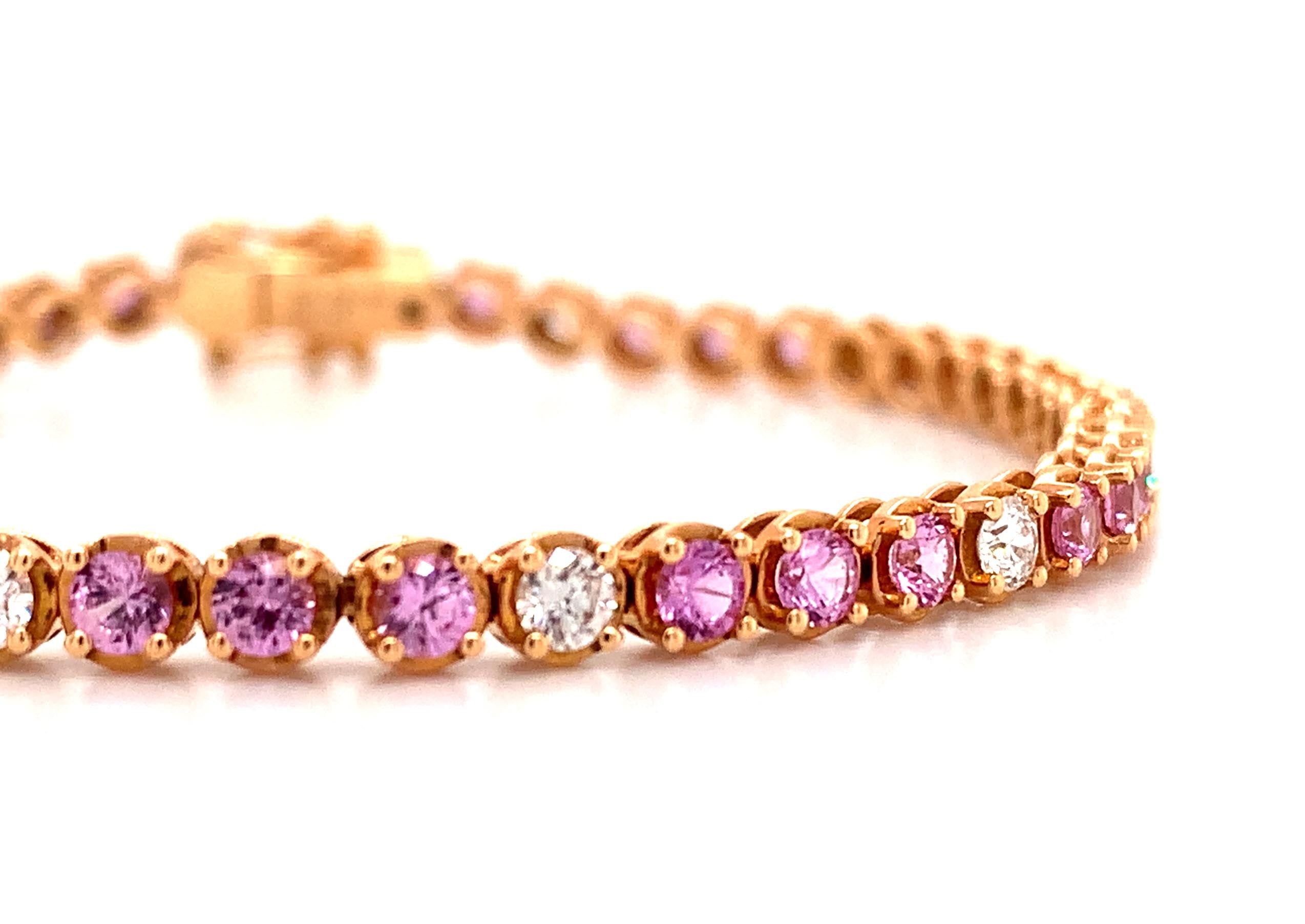 Diamond & Pink Sapphire Tennis Bracelet 2.36ct t.w.