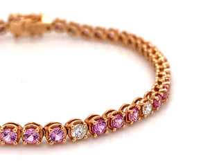 Diamond & Pink Sapphire Tennis Bracelet 2.36ct t.w.