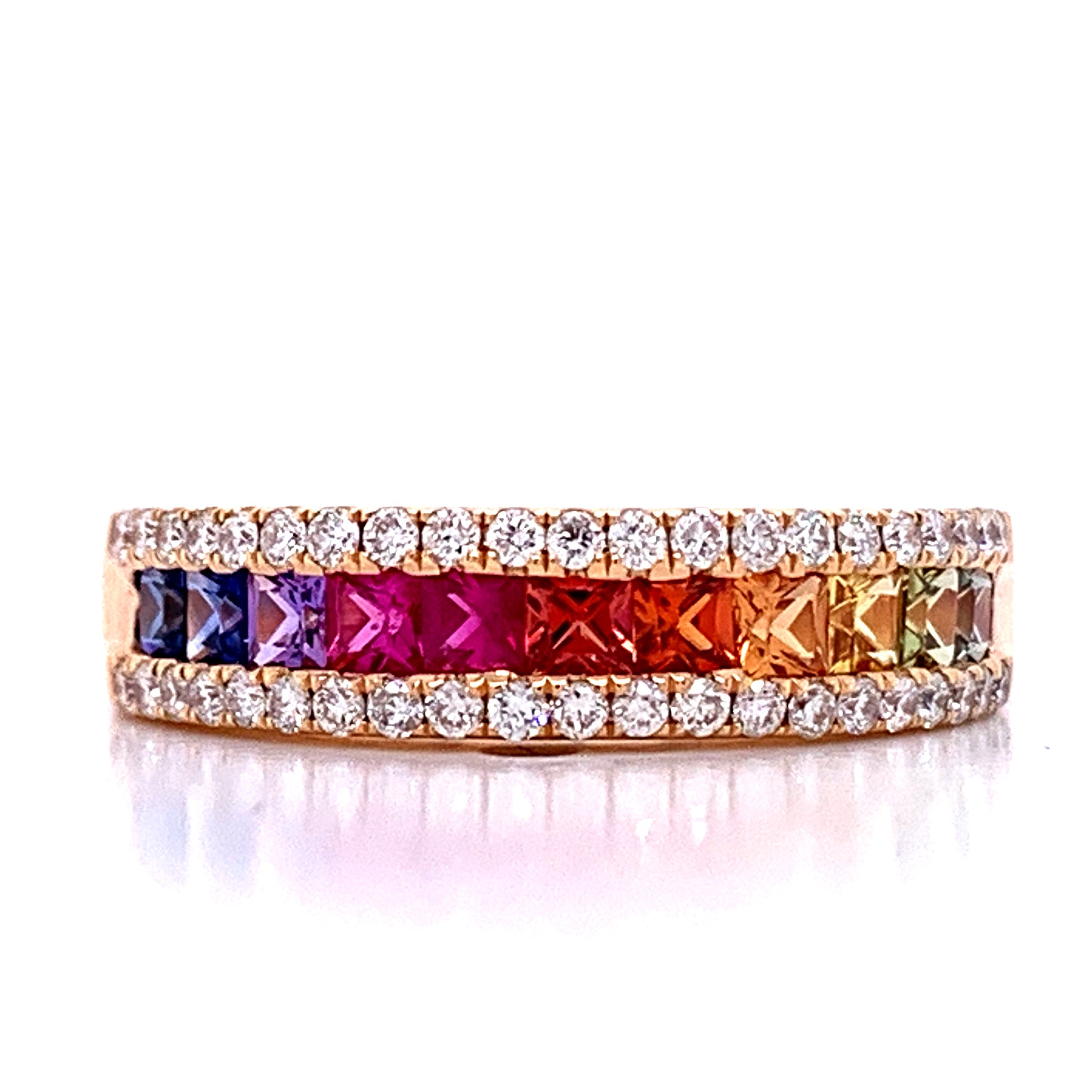 Princess Cut Rainbow Sapphire Ring – HANIKEN JEWELERS NEW-YORK