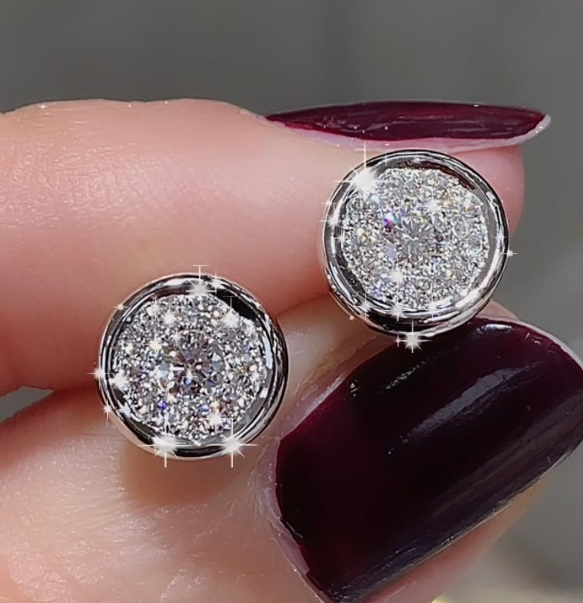 Pave Cluster Diamond Stud Earrings 0.45ct t.w.
