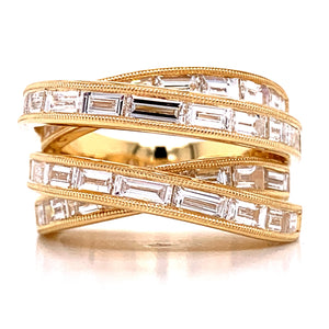 Fancy Baguette 3.21ct Four Band Ring - HANIKEN JEWELERS NEW-YORK