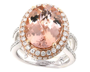 Diamond & Morganite 8.36ct Cocktail Ring - HANIKEN JEWELERS NEW-YORK