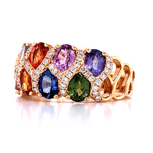 Rainbow Sapphire Rose Gold Ring - HANIKEN JEWELERS NEW-YORK