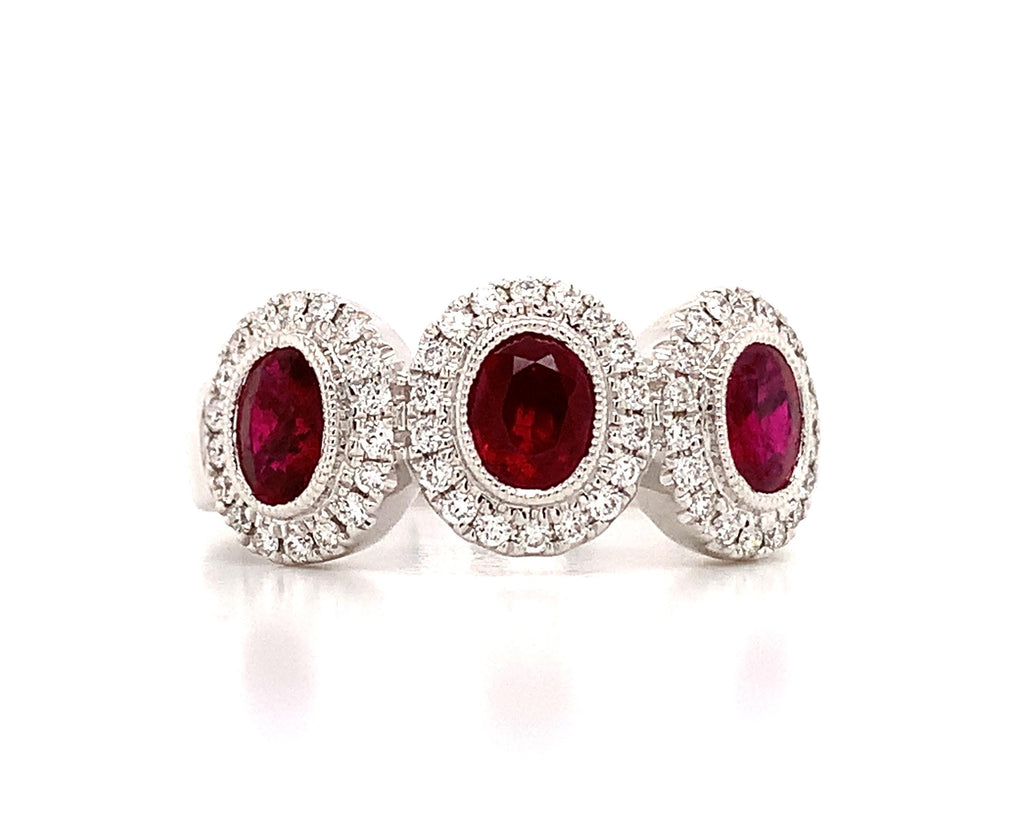 Three Stone Ruby & Diamond  Ring