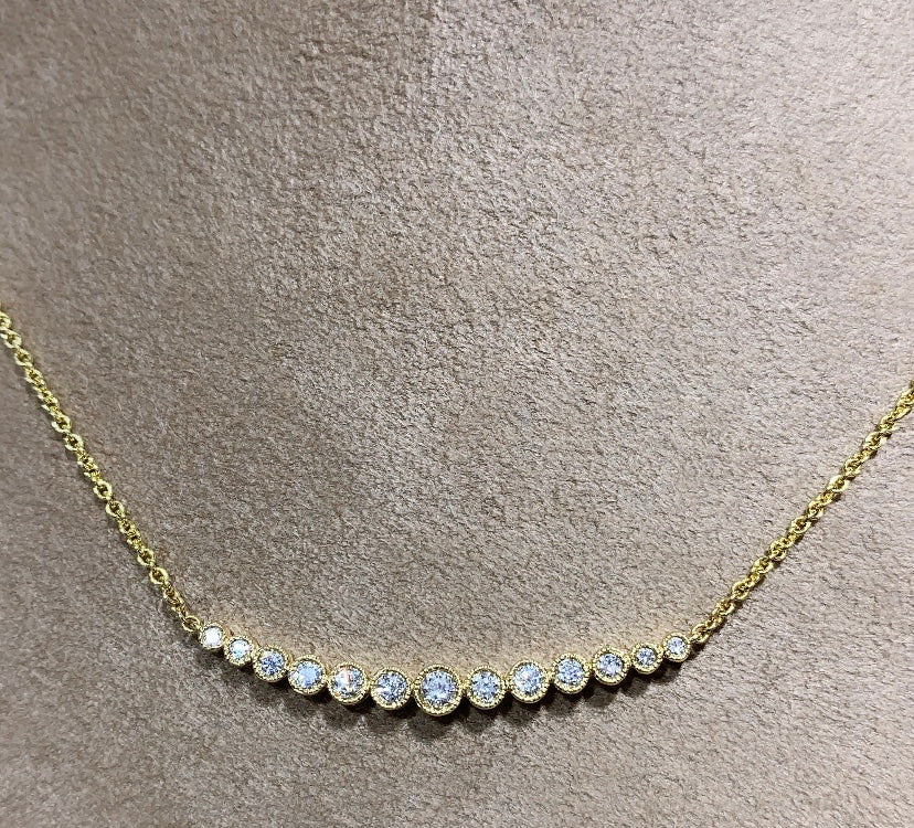 Diamond Bezel Set Bar Necklace