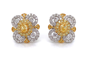 Fancy Yellow Diamond Clover Flower Style Earrings - HANIKEN JEWELERS NEW-YORK