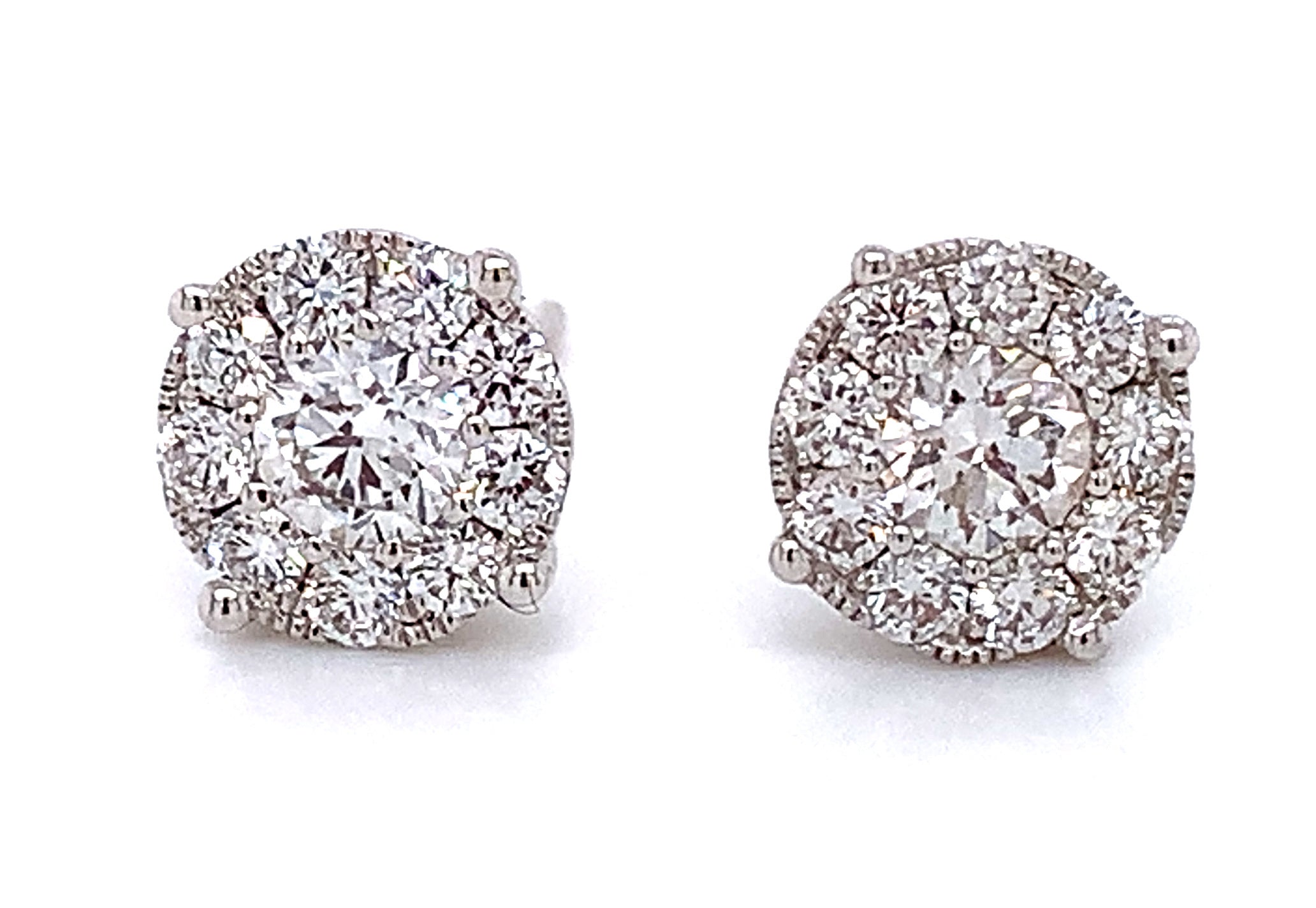 Cluster Diamond stud Earrings 0.67ctw
