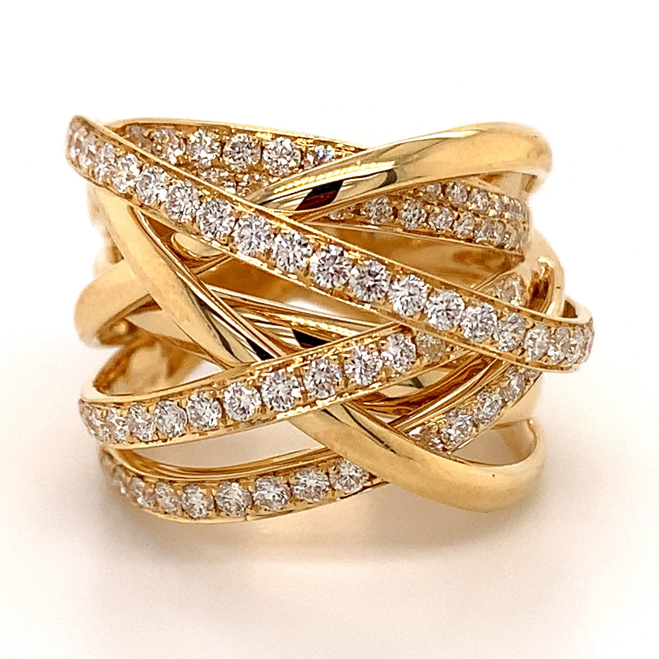 Ladies Diamond Overlap Style Yellow Gold Fancy Ring