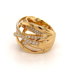 Ladies Diamond Overlap Style Yellow Gold Fancy Ring