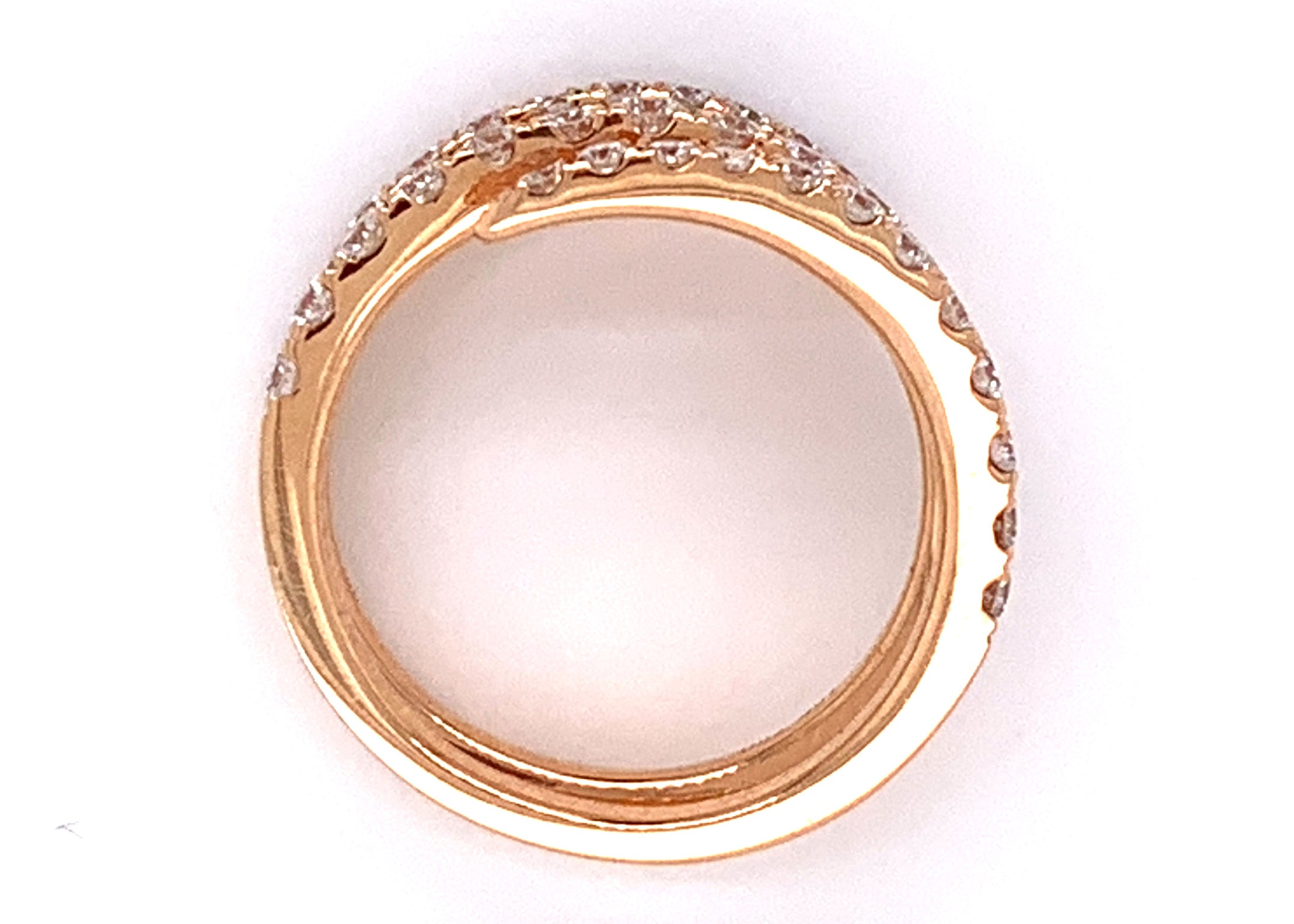 Rose Gold 3 Row Diamond Spiral Ring 1.20ctw
