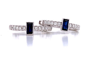 Diamond & East-West set Blue Sapphire Huggies
