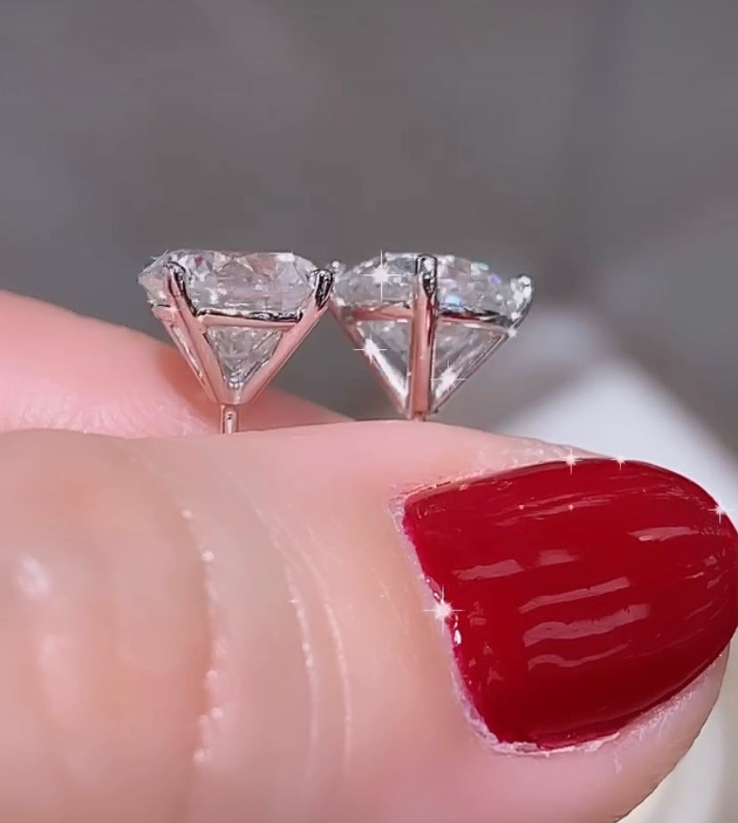 Ctw Diamond Martini Cut Diamond Three-Prong Martini Diamond Stud