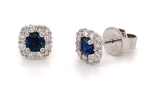 ﻿Ladies Blue Sapphire Diamond Earrings